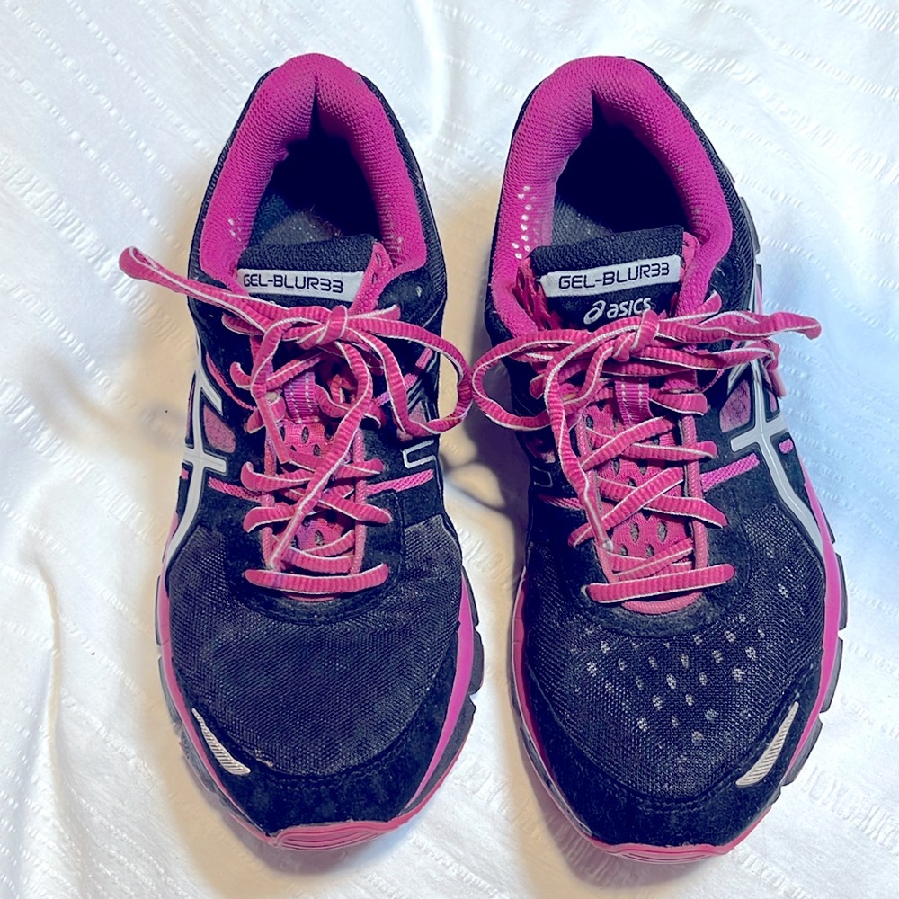 Asics Black and Pink Women's Gel-Blur 33 Running Sneakers
